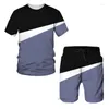 Herren-Trainingsanzüge, übergroß, O-Ausschnitt, Herren-T-Shirt, Shorts, modischer 2-teiliger Sportanzug, 3D-Druck, lässige, schnell trocknende Sport-Trainingskleidung