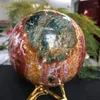 Decorative Figurines Natural Marine Jasper Agate Stone Ball Quartz Crystal Sphere Mineral Healing 9-10cm 1Pc