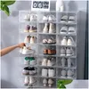 Aufbewahrungsboxen Bins Klare Falte Kunststoff Schuhe Fall Verdickte Transparente Box Tür Home Closet Organizer Regal Stapel 231114 Drop Deli Dhtbz