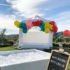 Livraison aérienne gratuite à porte videur de mariage gonflable commercial maison de rebond de château gonflable de saut blanc avec dôme pour événement de fête