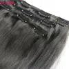 قطعة zzhair 100 ٪ برازيلي remy الشعر remy extensions 16 "22" clipsin ثلاث قطع 3pcs مجموعة 80g 1x20cm 2x15cm طبيعي