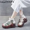 Boots New Brand Platform Women's Sandals 2021 Summer Pu Leather Thick Soled Sexy Street Wedges Sandal Casual High Heels Woman Shoes