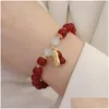 Beaded Strand Year Lucky Bracelet Elegant Red Beads Peanut Pendant Charm Bangle Chinese Style Jewelry For Women Festival Gifts Drop De Dh61Q