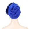 Ethnic Clothing Women's Wrap Head Beanies Muslim Headscarf Bonnet African Headtie Rhinestones Turban Hat With Side Satin Ruffles 2024