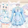 cosplay anime kostymer choklad nekopara cosplay com kläder peruk vanilj kostym katt tjej maid com lolita kvinnor kjol älskvärd rosa blå colorc24321