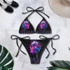 Women's Swimwear Sexy Gothic Emo Bikini Women Two-piece Skull Print Suit Split Bathing High Waist Swimsuit Strap Beach Wear