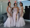 African Bridesmaid Dresses Long Mixed Style Appliques Off Shoulder Mermaid Prom Dress Split Side Maid Of Honor Dresses Evening Wea2407514