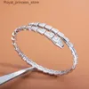 Charme pulseiras designer de luxo prata torque bangle bambu osso para mulheres ajustável serpentina diamantes completos 3 cores casual festa presente jóias q240321