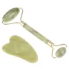 Rouleau de massage du visage et outils Gua Sha par masseur grattoir en jade naturel avec pierres pour le visage 240321