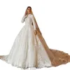 Princess High Neck A Line Wedding Dresses Long Sleeves Lace Appliques Royal Bridal Gowns Chapel Train Arabic Dubai Gorgeous Bride Dress 2024