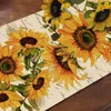 Nappe Printemps Tournesols Lin Coureurs Vintage Fleur D'été Maison Cuisine Salle À Manger Décoration Ferme Florale Fête De Vacances Décor