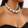 Pendant Necklaces Exaggerated Big Beads Choker Necklace For Women Punk Collar Collarbone Chain Statement Fashion Beaded Jewelry