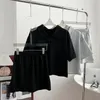 Arbetsklänningar 2024 Summer Casual Two Piece Set For Women Polo Collar Kort ärm Skjorta Stretch Midja Mini kjol mode kvinnliga kläder