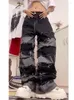 Men's Jeans American-Style Dark Stitching And Women's Straight Loose Vintage Style Hip Hop Idle Tassel Wide-Leg Pants