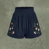 Shorts femininos casuais cogumelo meados de cintura verão feminino solto jacquard calças vintage rosca veludo calças