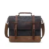 Saco 2024 Chegada À Prova D 'Água 15.6 "Laptop Mensageiro Homens Retro Crazy Horse Cinto De Couro Cera Canvas Business Bolsa Maleta