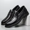 Casual Shoes 2024 Ly Men Black Slip-On Leather Soft Anti-Slip Driving Man Spring Moccasins Social Flat Dress Formal Wear