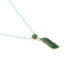 Pendentif Colliers 1pcs Green Jasper Goutte d'eau Collier Exquis Mode Brillant Perlé Bijoux de fête des femmes