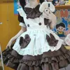 cosplay Anime Costumes Maid dress cute Lolita coffee shop maid costume role-playing uniform Japanese maid brown bow short sleeved cupcake dressC24321