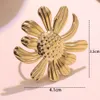 Nuovo anello avanzato di moda aperto girasole in acciaio inossidabile Anello a fascia placcato oro vero Gioielli da sposa unisex