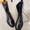 Boots 2020 شتاء ساخن سميك مع أحذية قاطرة بريطانية سميكة لأسطوانات فارس السيدات أحذية Midcalf Boot Women 43