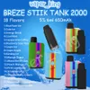 Breze Stiik tank 2000 Puff Disposable E Cigarettes Mesh Coil 6ml Pod 650 mAh Battery Electronic Cigs 2% 5% 18 Flavors Puffs 2K Vape Pen