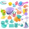 Sand Play Water Fun Childrens Sand Box Beach Toys Sand Table Sand Bucket Set Soft Rubber Beach Cube Eco Friendly Colorful Castle Bucket Outdoor Fun 240321