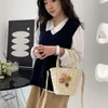 Shoulder Bags Summer Underarm Bag Fashion Woven Ladies Tote Casual Flower Simple Portable Elegant Basket Shape For Weekend Vacation