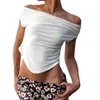 Women's T Shirts Women T-shirt Elegant Off-shoulder Tops Backless Solid Slim Fit Summer Clubwear