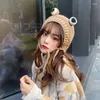 Berets Foux Beanies Mulheres Outono Inverno Primavera Malha Sapo Olhos Manter Quente Bonito Skullies Bonnet Turban Hat Pilha Caps Estilo Coreano