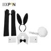 Women Bunny Accessory Set Rabbit Ear Collar Bow Tie Cuffs Tail Long Gloves For Halloween Christmas Cosplay Party Costume Props 240320