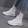 Boots 2023 Spring Ladies Genuine Leather Chunky Shoes Youth Girls Platform Sneakers Women's Winter Thick Sole Wedges Black Ankle Boots