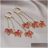 Dingle ljuskrona örhängen korea mode smycken lyxig orange hänge elegant kvinnor kvällsfest tillbehör släpp leverans otpnw