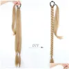 Ponytails Long Straight Braided Ponytail Wrap Around Hair Extensions Diy 85Cm Natural Black Blonde Braid Synthetic Hairpieces For Wome Ottea