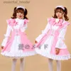 cosplay Anime Costumes Kaii Lolita Long Dress COS Maid Apron Cute Bow Japanese Sweet Dress Black Red Pink Blue XXXLC24321