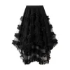Kjolar kvinnors eleganta tyll lapptäcke midi kjol med oregelbundna ruffles elastiska midja och a-line silhuett för cocktailfest eller