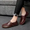 Casual Shoes Handmade Leather Men's Outdoor Loafers Breathable Driving Non-Slip Plus Size Walking Men Sneakers