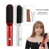 Fers 2 en 1 paresseux sans fil cheveux peigne chaud Portable Mini USB Rechargeable défriser les cheveux chauffage rapide défriser les cheveux outil de coiffure