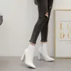 Bottes comémore automne aux bottes en cuir court pour femmes hautes Chaussures blanches hiver