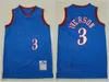 Retro Basketbol Allen Iverson Vintage Jersey 3 Adam Gerileme Tüm Dikişli Atletik Açık Giyim Sporu Gömlek Takım Kırmızı Mavi Beyaz Siyah En Kalite