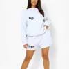 플러스 사이즈 최신 디자인 여성 2 피스 세트 Zip Up Blank Crop Top 및 Short Set Hoodie 2024 여자 여름 티셔츠 세트