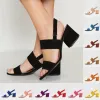 Sandales loslanfen été la mode féminine sexy ouverte ouverte ouverte épais talons sandales chaussures hautes secteur de la fête de mariage dame fille 60507ve