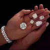 Di lusso 100% 925 anelli in argento sterling dito fidanzamento matrimonio cocktail donna grande 5ct ovale anello con diamante simulato gioielleria raffinata