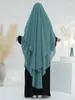 Ethnische Kleidung 2 Schichten Chiffon Lange Khimar Frauen Muslim Hijab Bescheidenes Gebet Eid Hijabs Kopftuch Schal Djellaba Niqab Kleidungsstück