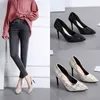 Sandales pour dames blanc frais talons hauts pour filles talons de chat chaussures simples pointues à talons fins pour les femmes à la mode Style de printemps nouveau avec talons moyens A015