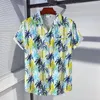 Casual overhemden voor heren, revers, korte mouw, patchzak, enkele rij knopen, herenoverhemd, zomerkokospalmprint, Hawaiiaanse strandkleding