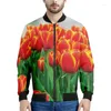 Giacche da uomo Giacca con cerniera grafica colorata tulipano da uomo Felpa con stampa floreale stampata in 3d Top da donna Cappotto bomber da strada a maniche lunghe