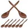 Spoons 8pcs Dessert Spoon Soup Wooden Honey Kitchen Stirring Wood Stirrer