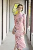 Vêtements ethniques imprimé rose doux élégant Cheongsam robe traditionnelle chinoise grande taille 3XL robes quotidiennes tempérament mince fête Qipao