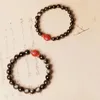 Link pulseiras pulseira de cristal obsidiana natural emparelhado com peixe vermelho cinábrio para casais masculinos e femininos moda atmosférica